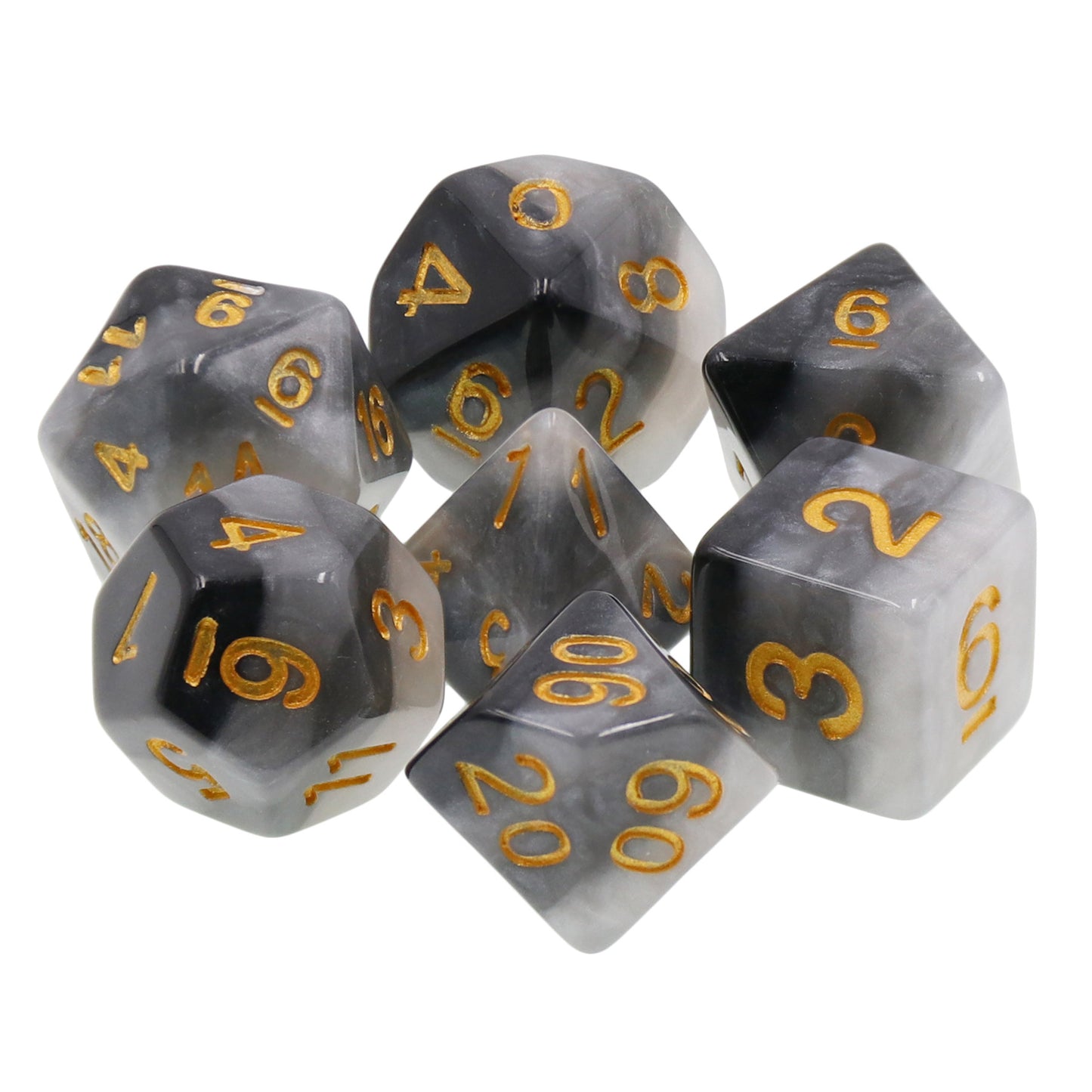 Ombre Coal 7 Piece Layered RPG Dice Set