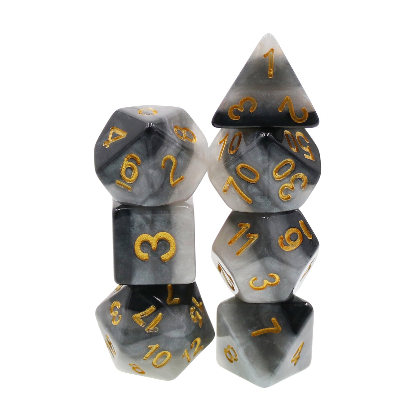Ombre Coal 7pc Dice Set Inked in Gold