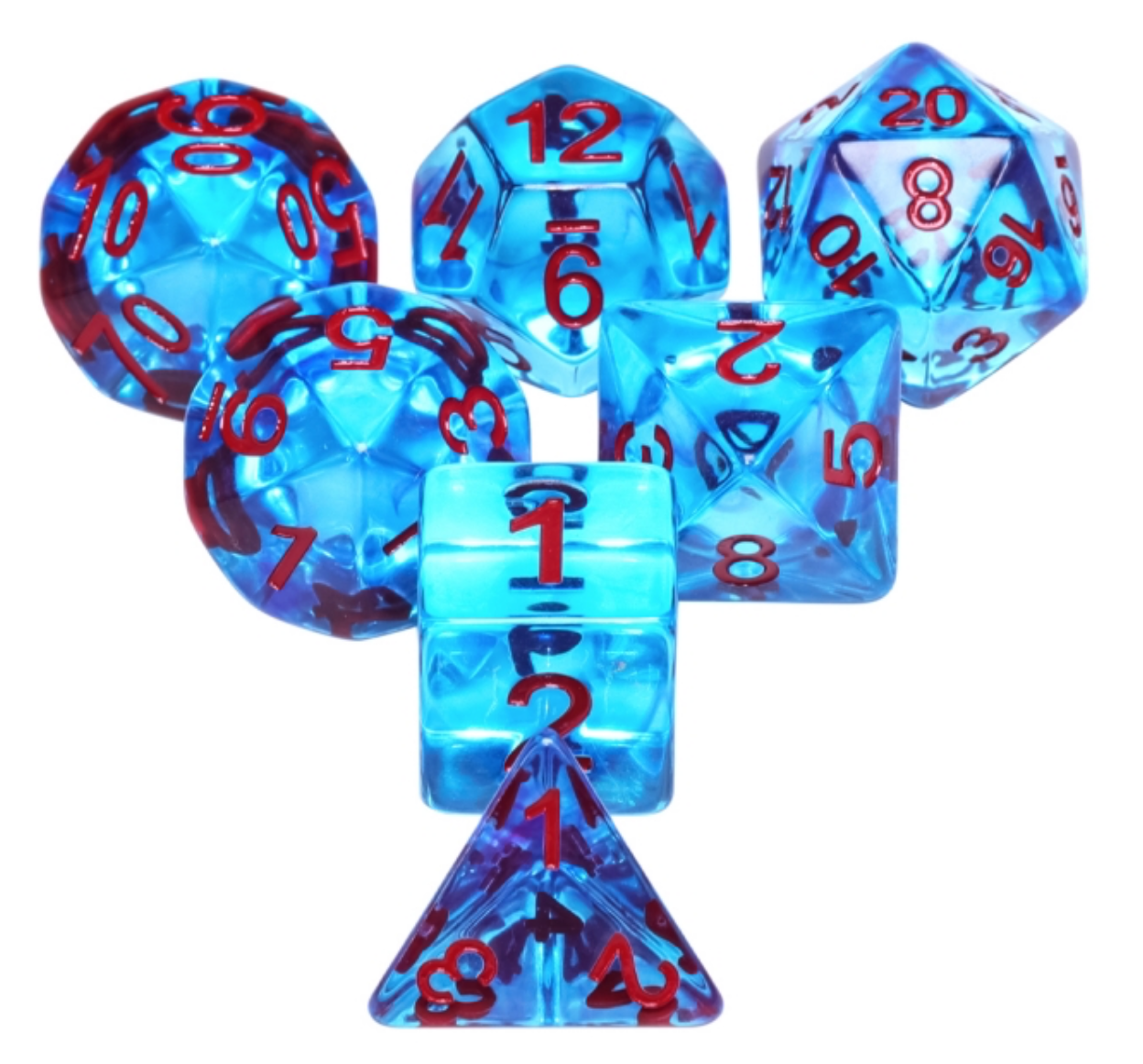 Ignis Fatuss 7pc Dice Set Inked in Red