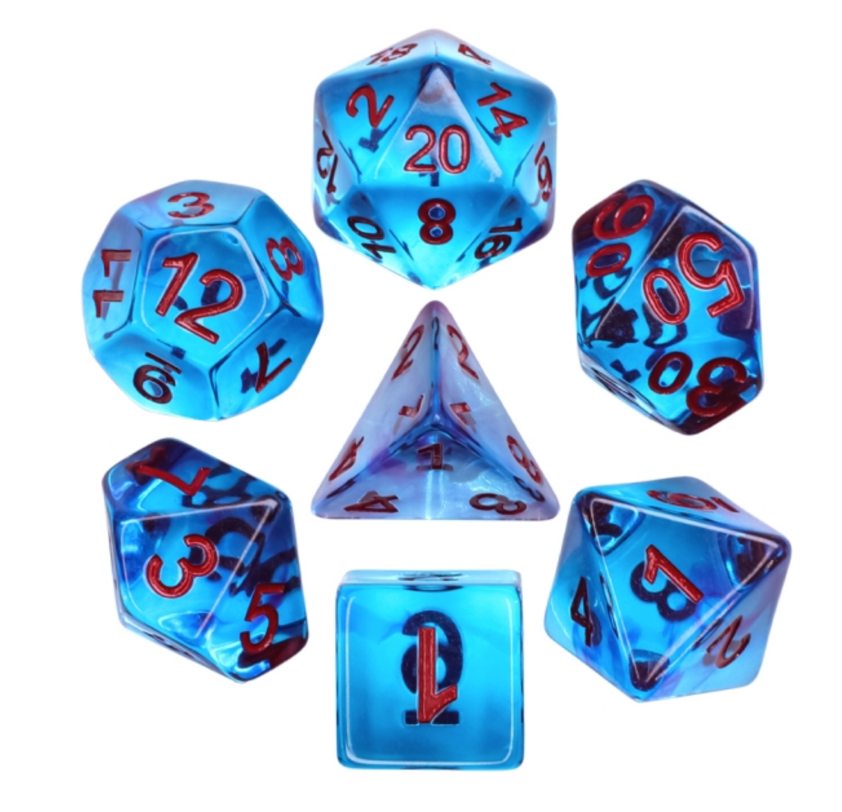 Ignis Fatuss 7pc Dice Set Inked in Red