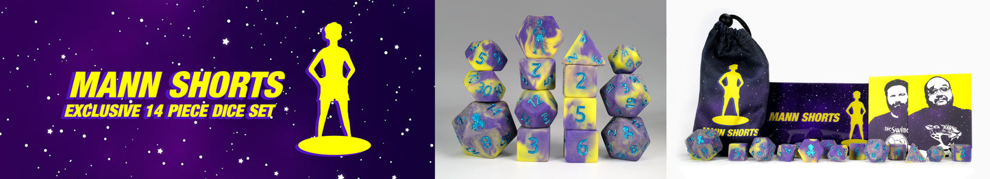 Mann Shorts Redux 14pc Matte Dice Set inked in Blue