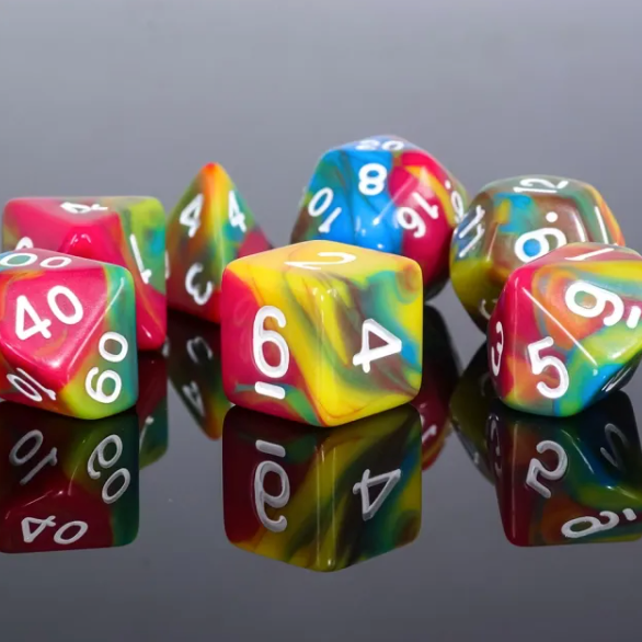 Rock Candy 7pc Dice Set inked in White