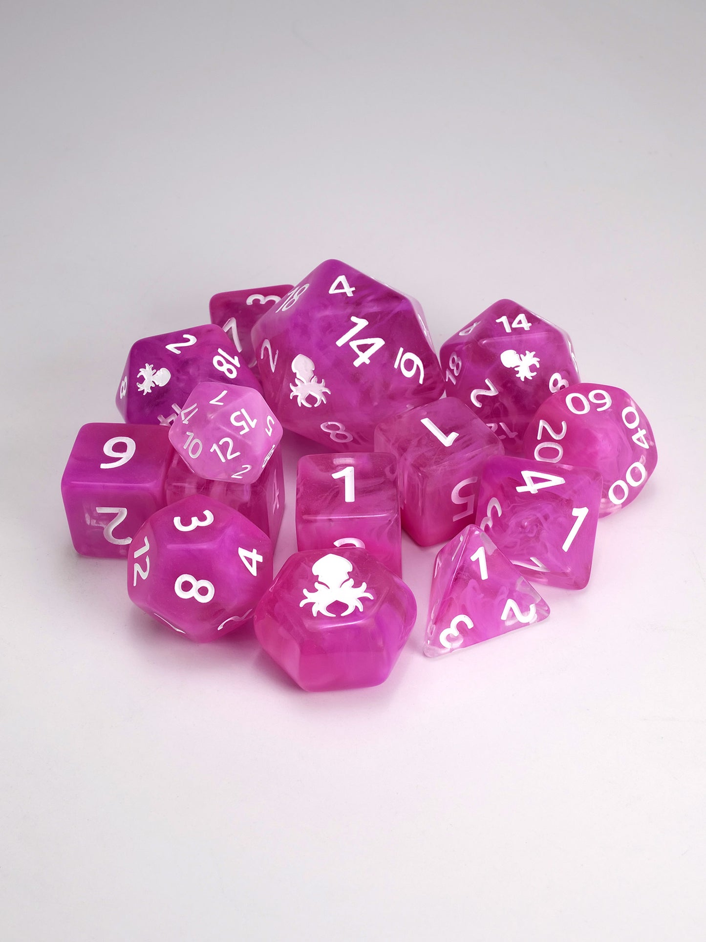Sea Maiden 14pc Dice Set inked in White