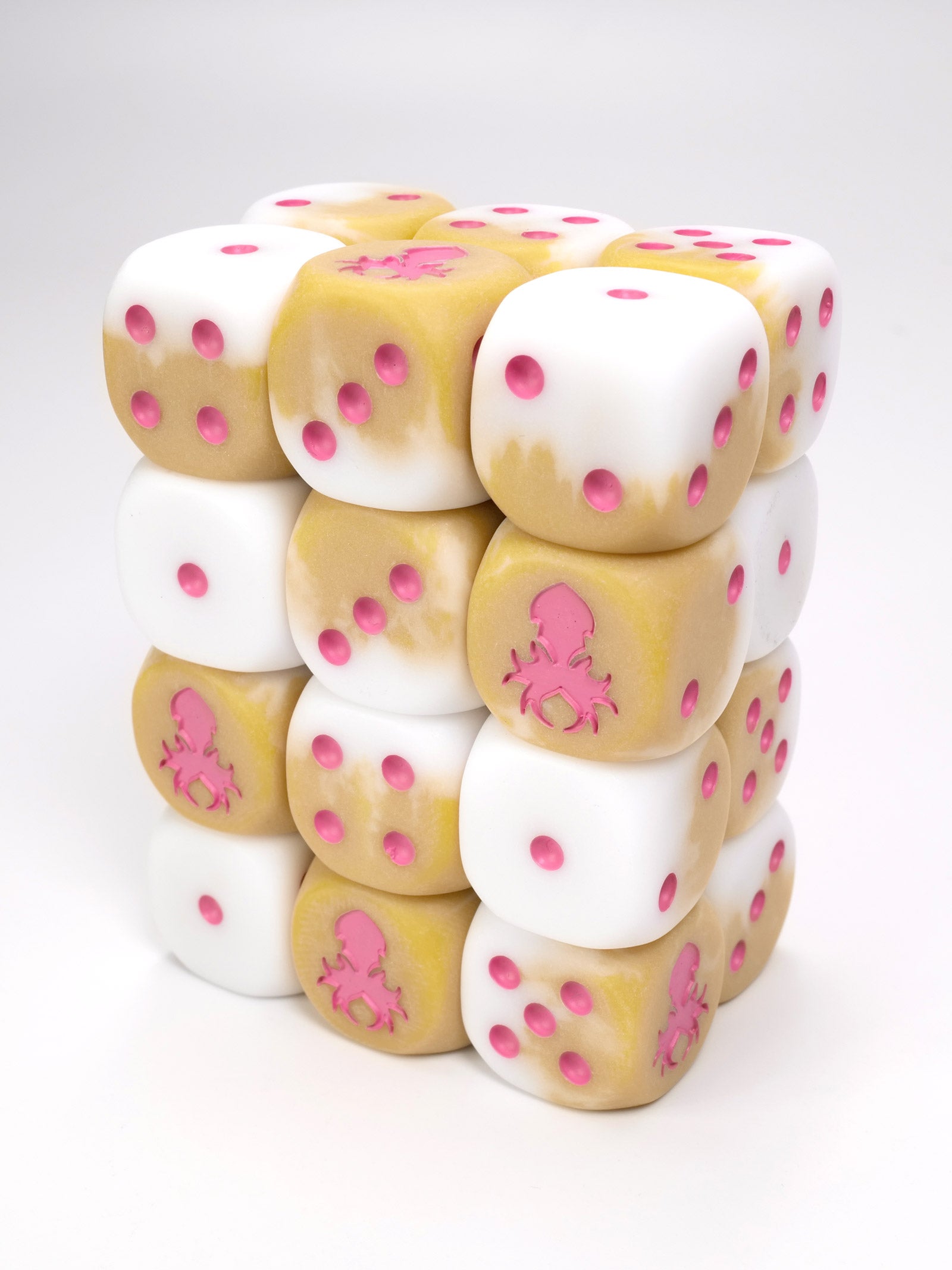 Strawberry Latte D6 with Pips 12pc Dice Set