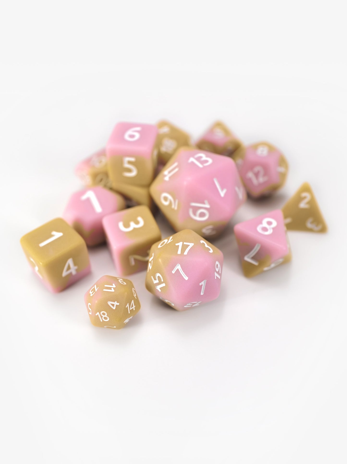 Strawberry Cold Foam Matte 14pc Dice Set inked in White