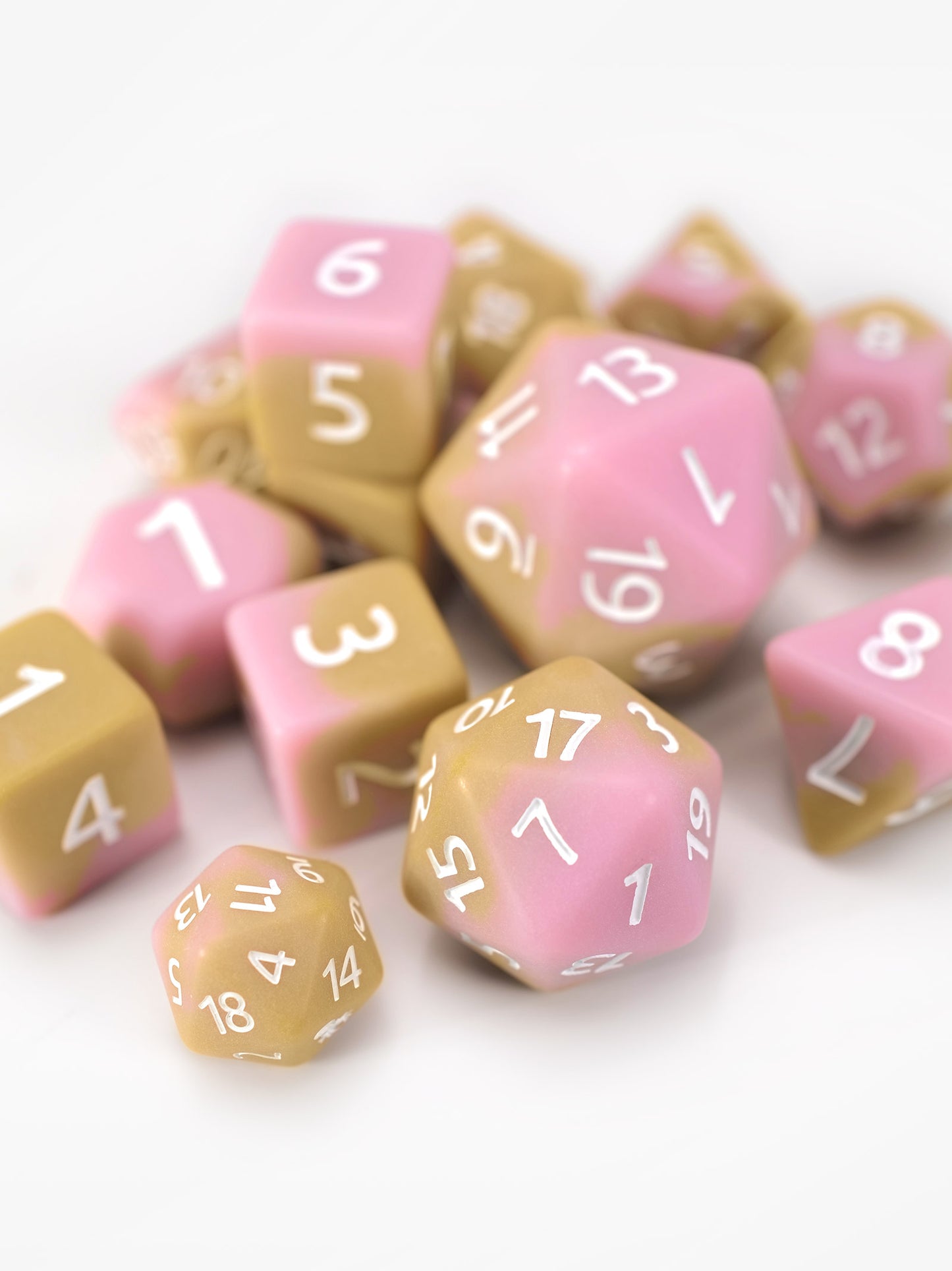 Strawberry Cold Foam Matte 14pc Dice Set inked in White