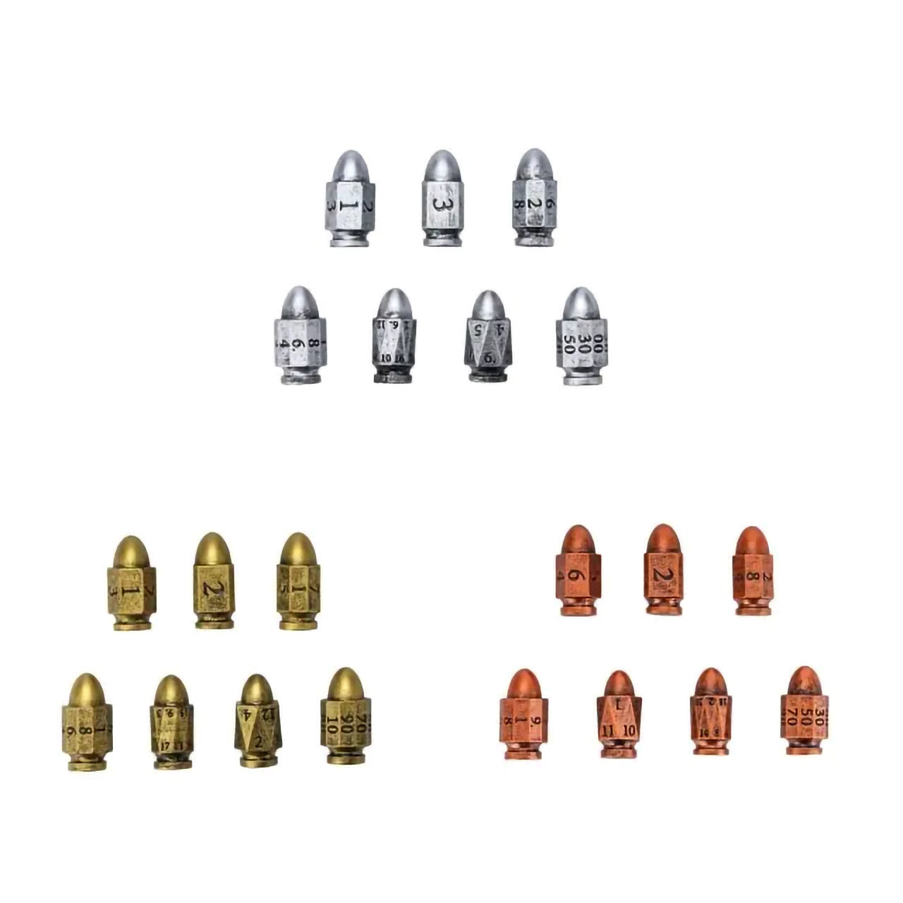 Old West Bullet Dice Set - Copper 7pc