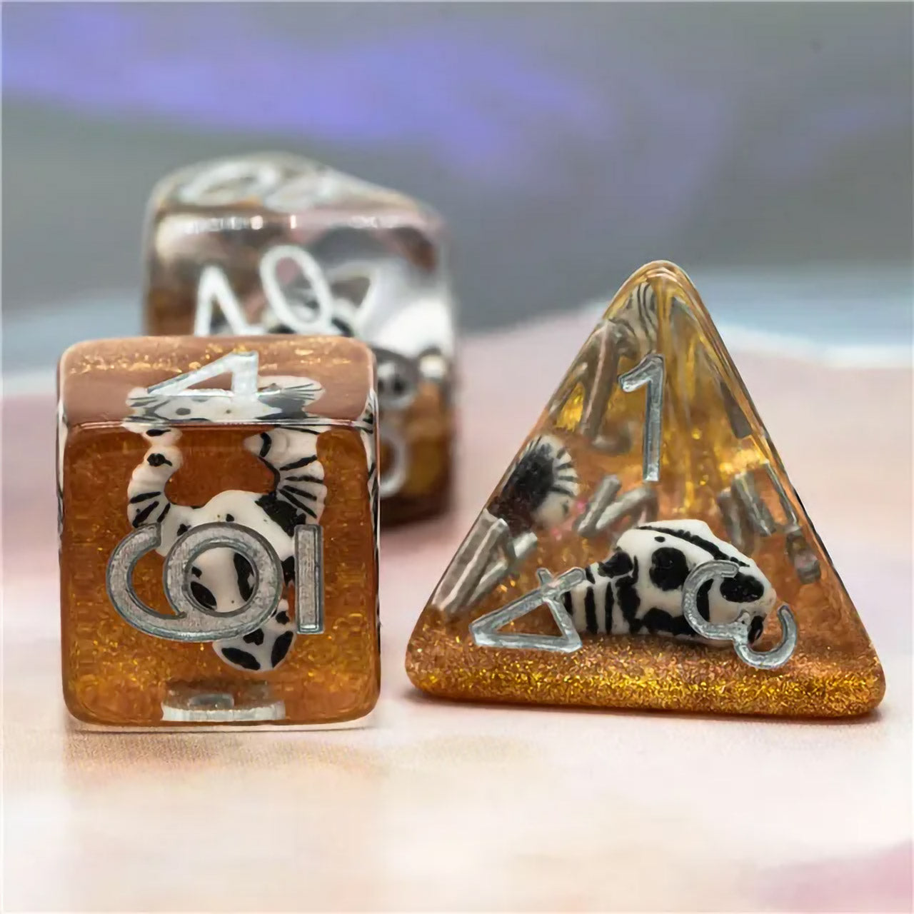 Desert Bull Skull 7pc Dice Set Inked in Silver