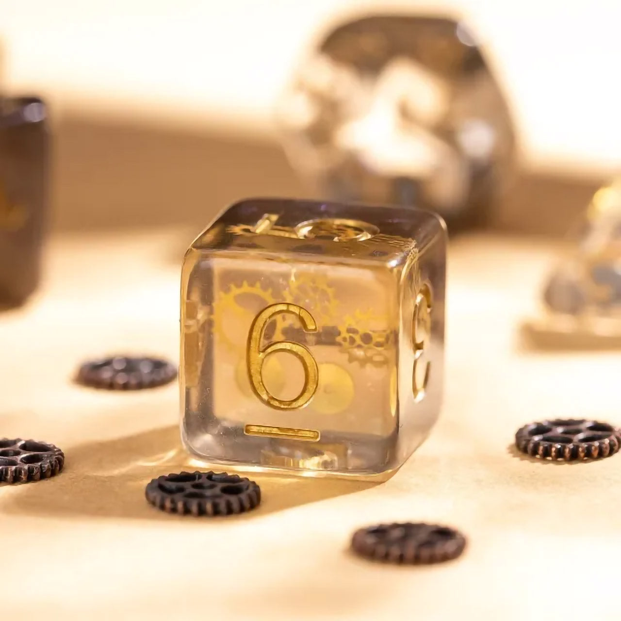Gear Wheel 7pc Dice Set Inked In Gold
