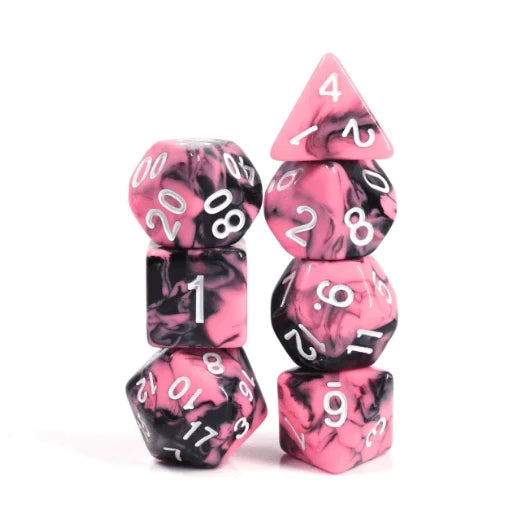 Watermelon Cream 7pc Dice Set inked in White