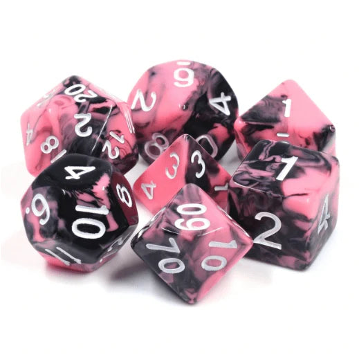 Watermelon Cream 7pc Dice Set inked in White