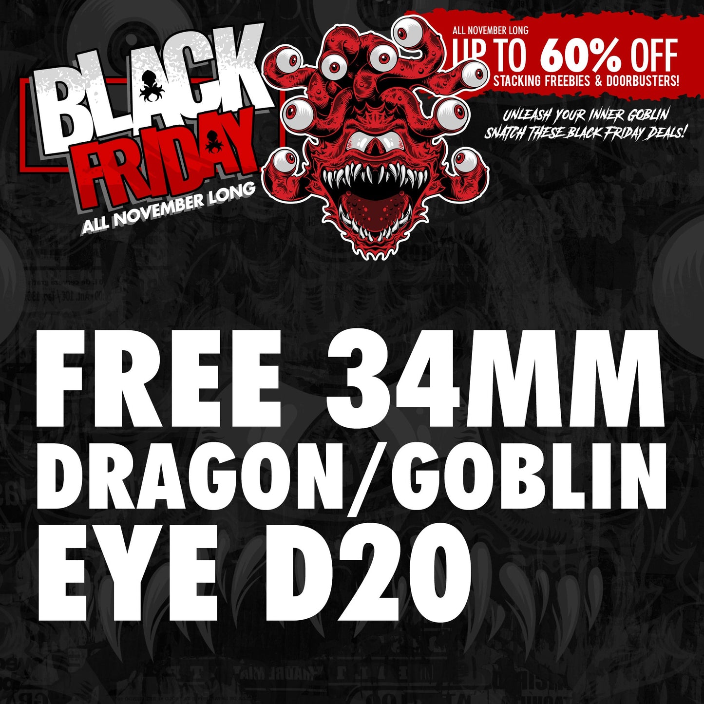 🎁 Freebie - 34MM Dragon or Goblin Eyeball D20 (100% off)