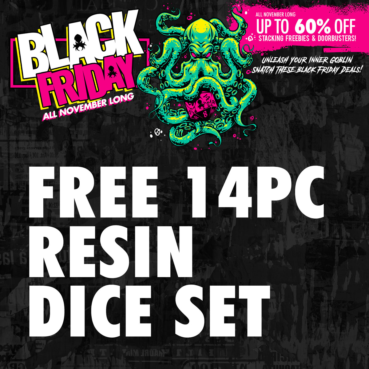 Freebie - Mystery 14pc Resin Kraken Dice Set