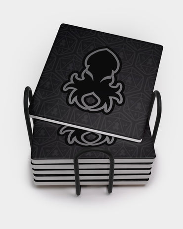 Gray Kraken Square Coaster Set