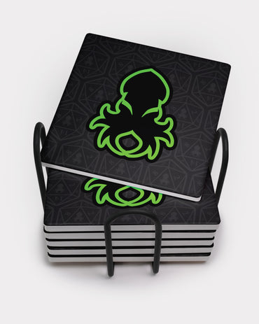 Green Kraken Square Coaster Set