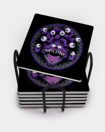 Purple Beholder Square Coaster