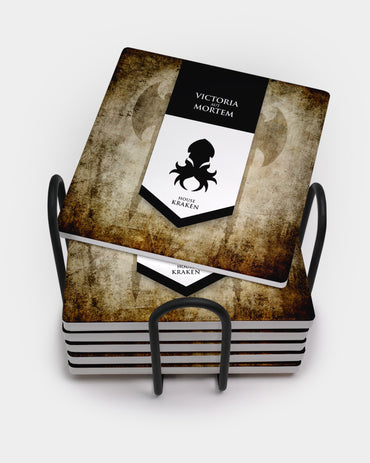 Tan House Kraken Square Coaster Set