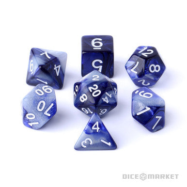 Dark Blue Smoke 7pc Blended Dice Set For RPGs