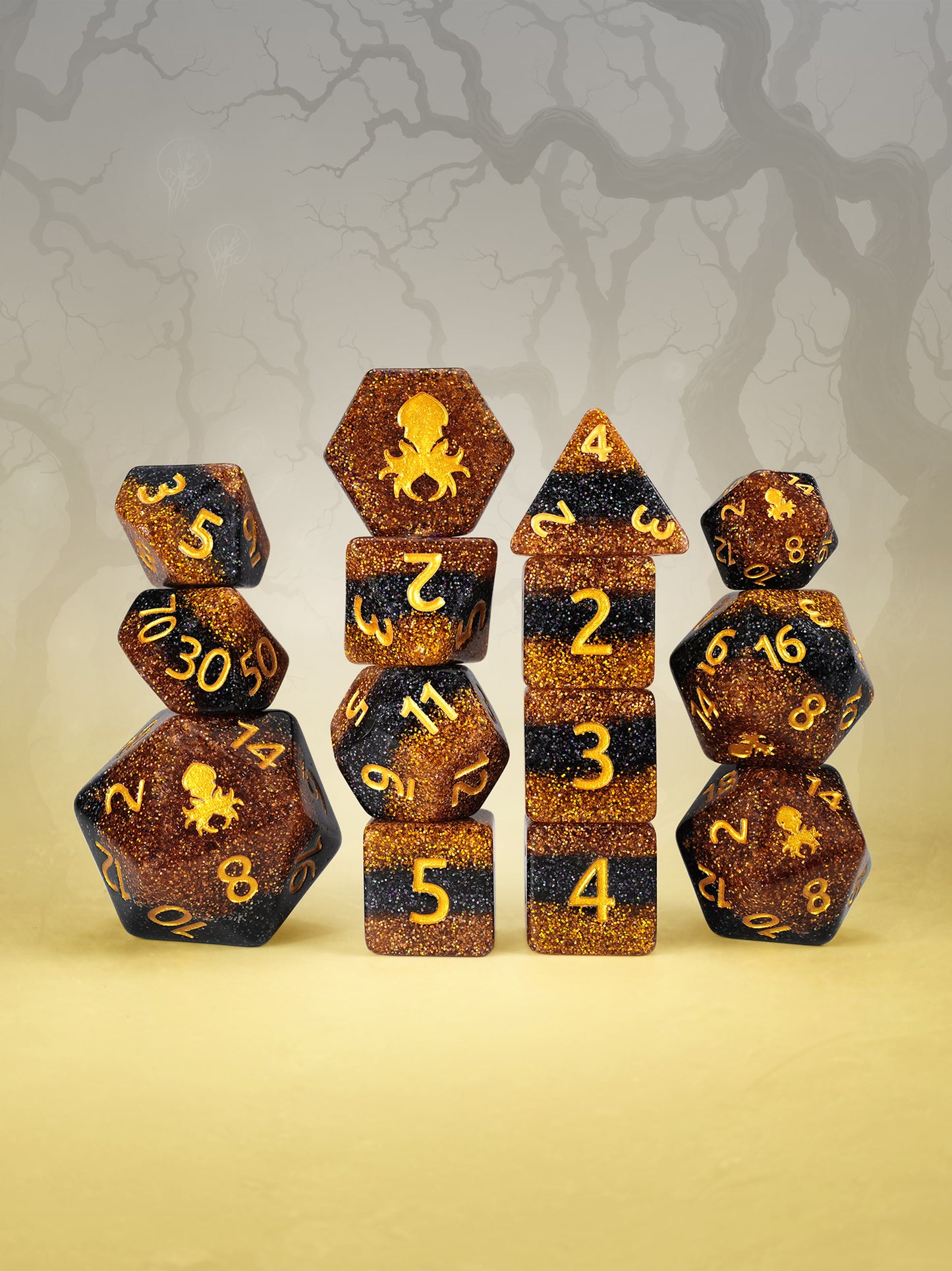 Pact Magic 14pc Dice Set Inked in Gold