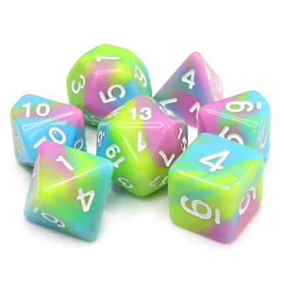 Childhood 7pc Dice Set inked in White