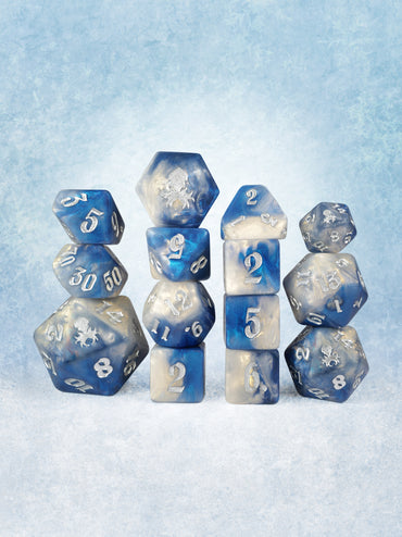 Icehouse 14pc Dice Set inked in Silver