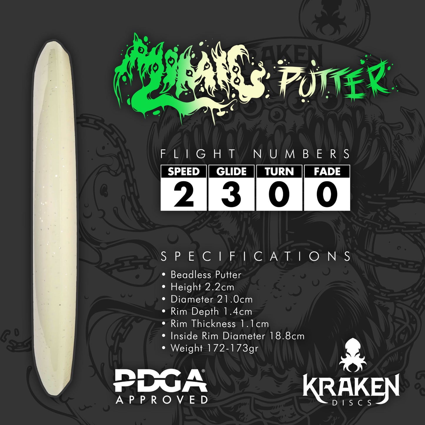 Mimic Transparent Glow in the Dark Jelly Putter with Green Foil