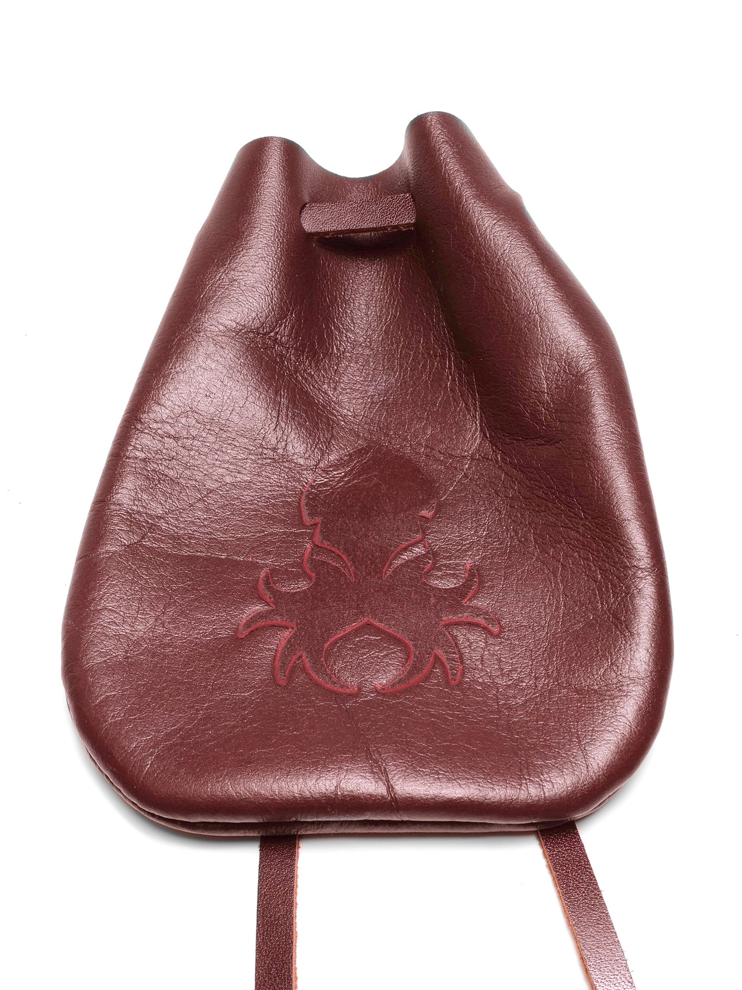 Medium Mahogany Leather Dice Bag