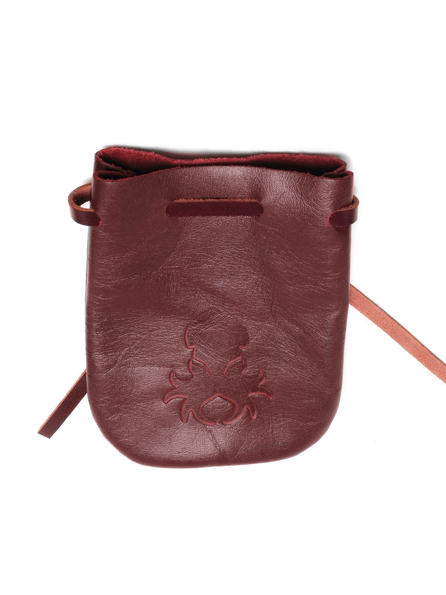 Medium Mahogany Leather Dice Bag