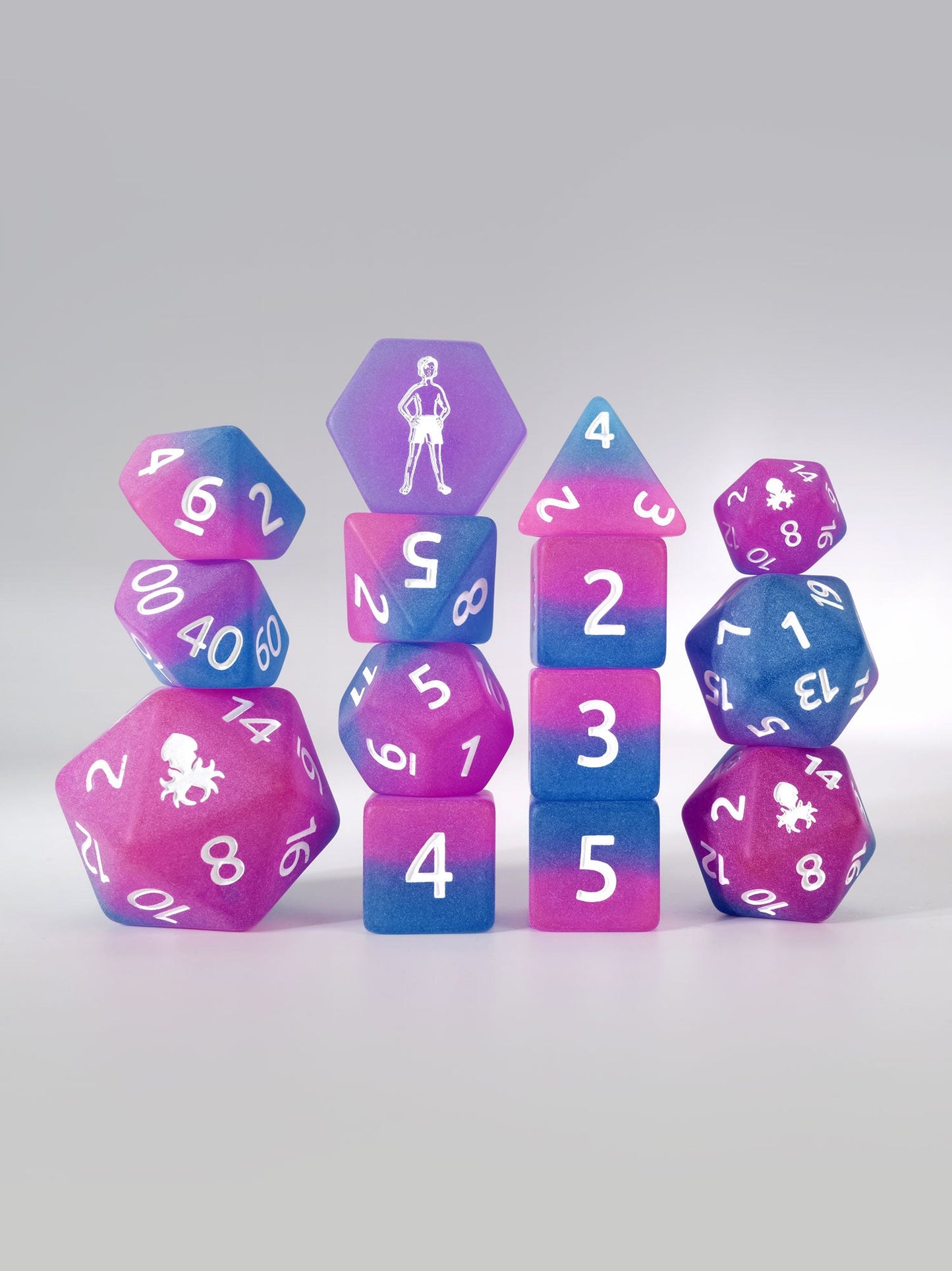 Mann Shorts Part Deux 14pc Glow in the Dark Dice Set inked in White