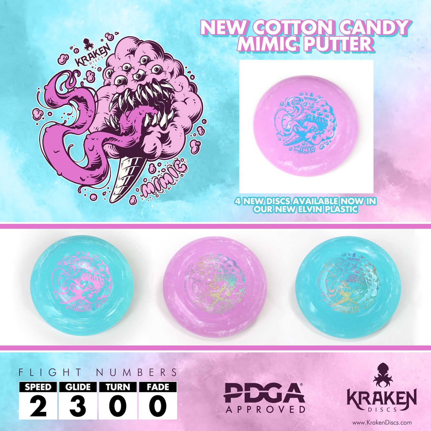 Cotton Candy Mimic Pink Elvin Putter with Blue Foil