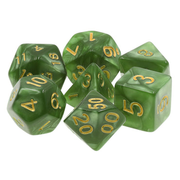 10mm Green Pearl 7pc Mini Polyhedral Dice Set