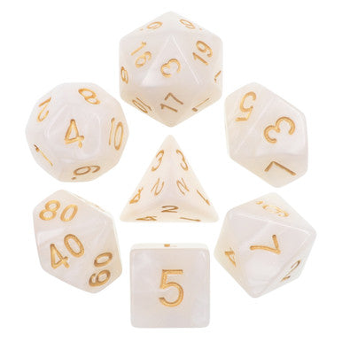 10mm White Pearl 7pc Mini Polyhedral Dice Set