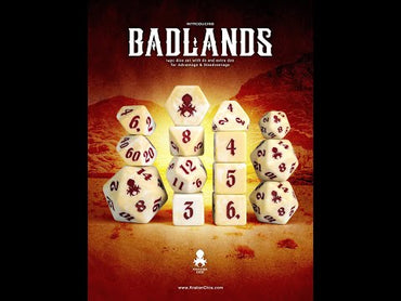 Badlands 14pc Dice Set inked in Red