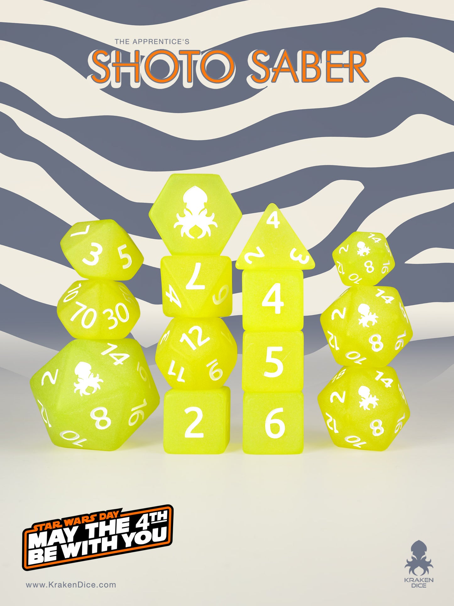 Shoto Saber 14pc Dice Set inked in White