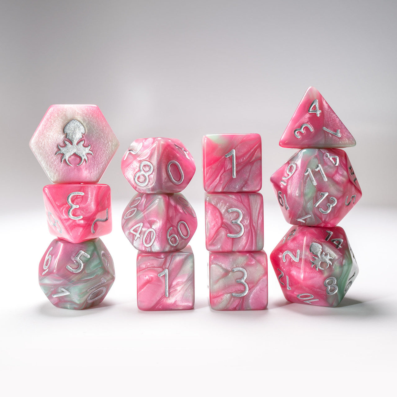 Flamingo Paradice 12pc RPG Dice Set with Silver Ink