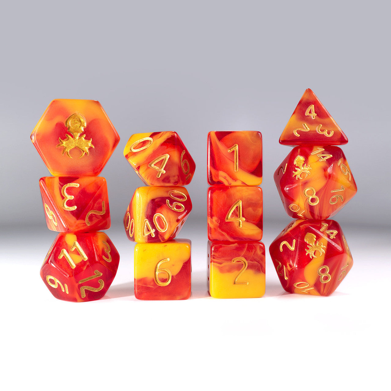 12pc Gummi Blood Orange Polyhedral Dice Set
