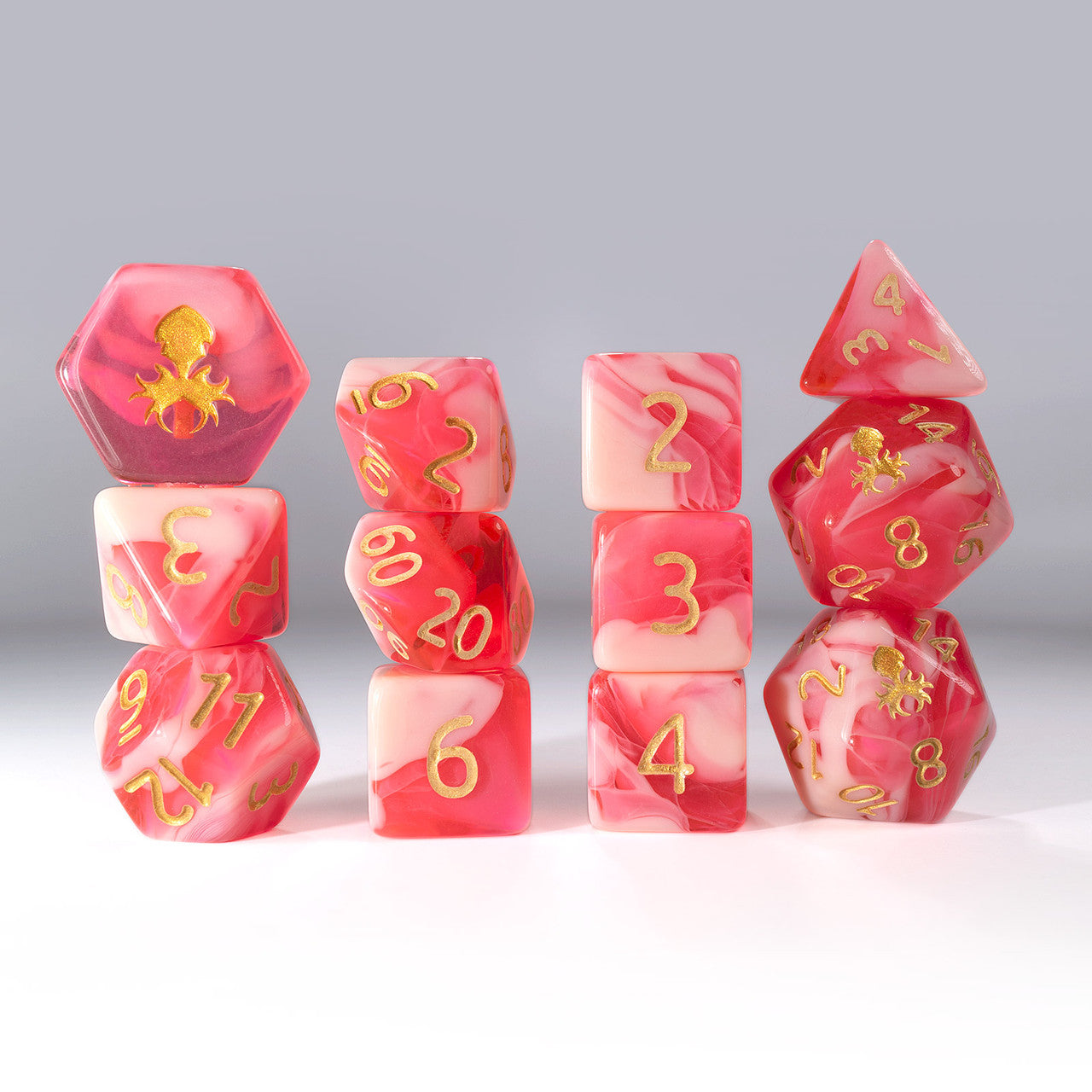 12pc Gummi Strawberry Smoothie Polyhedral Dice Set