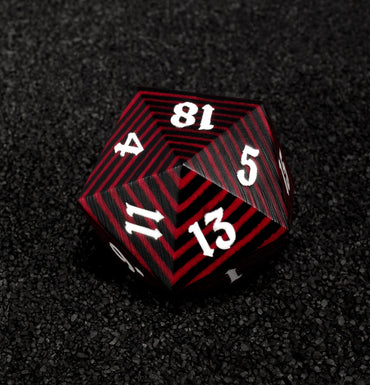 Black and Red 30mm Wooden D20