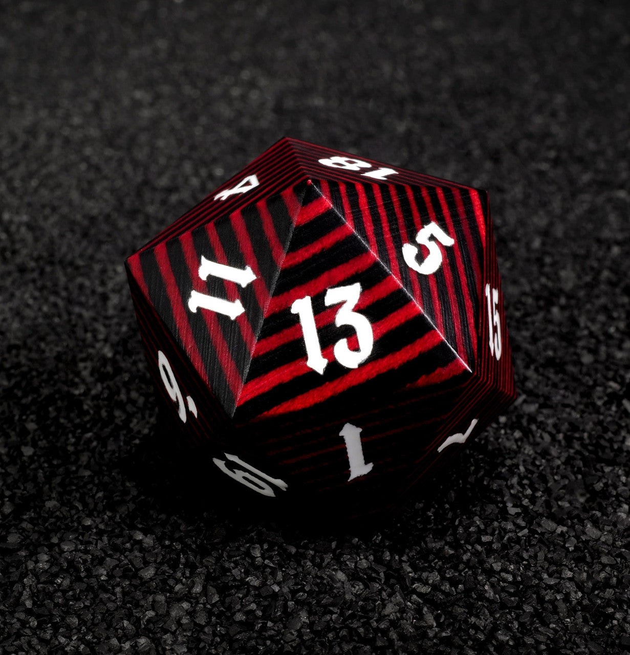 Black and Red 30mm Wooden D20