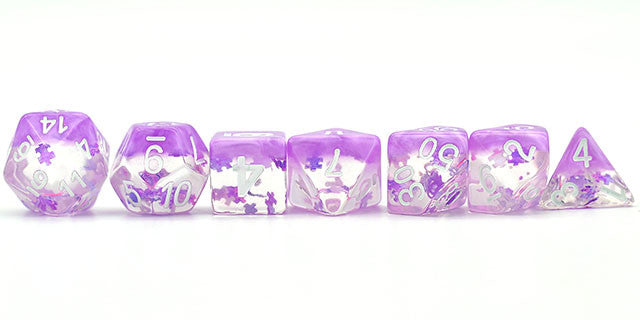 Dreamlike Purple Puzzle Filled 7pc Polyhedral Dice Set