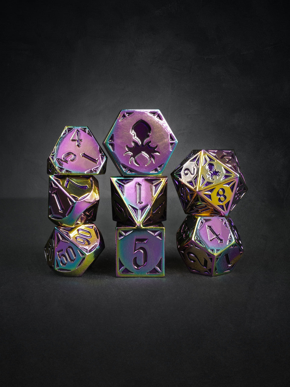 Fullmetal Gothik Forge 8pc Purple Enamel TTRPG Dice Set