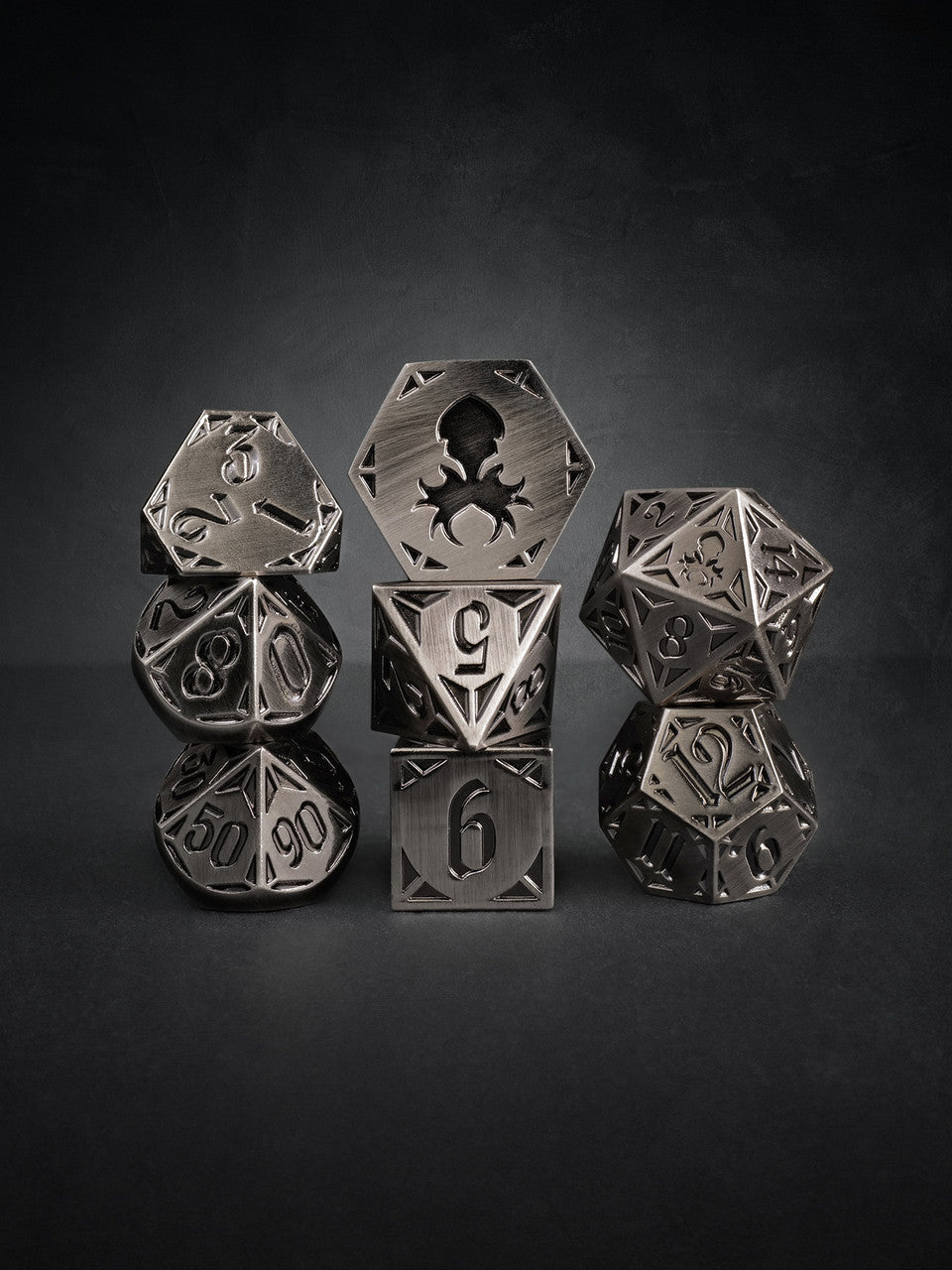 Fullmetal Gothik Steel 8pc TTRPG Dice Set