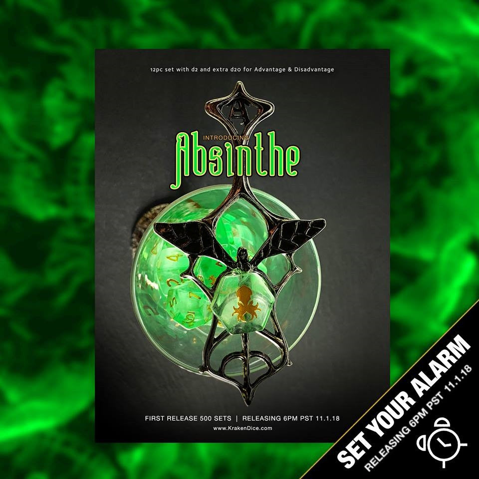 Absinthe 14pc DnD Dice Set With Kraken Logo