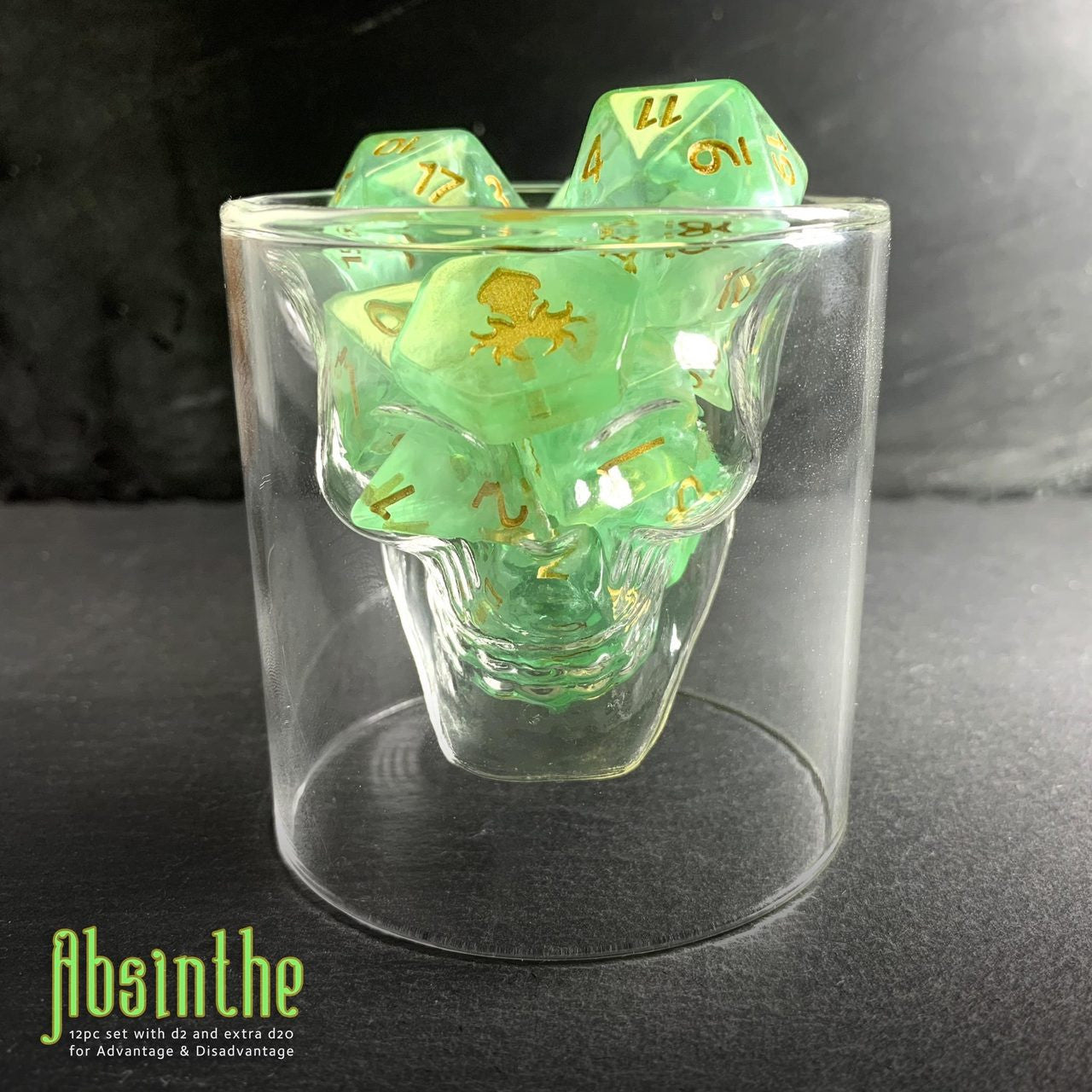 Absinthe 14pc DnD Dice Set With Kraken Logo