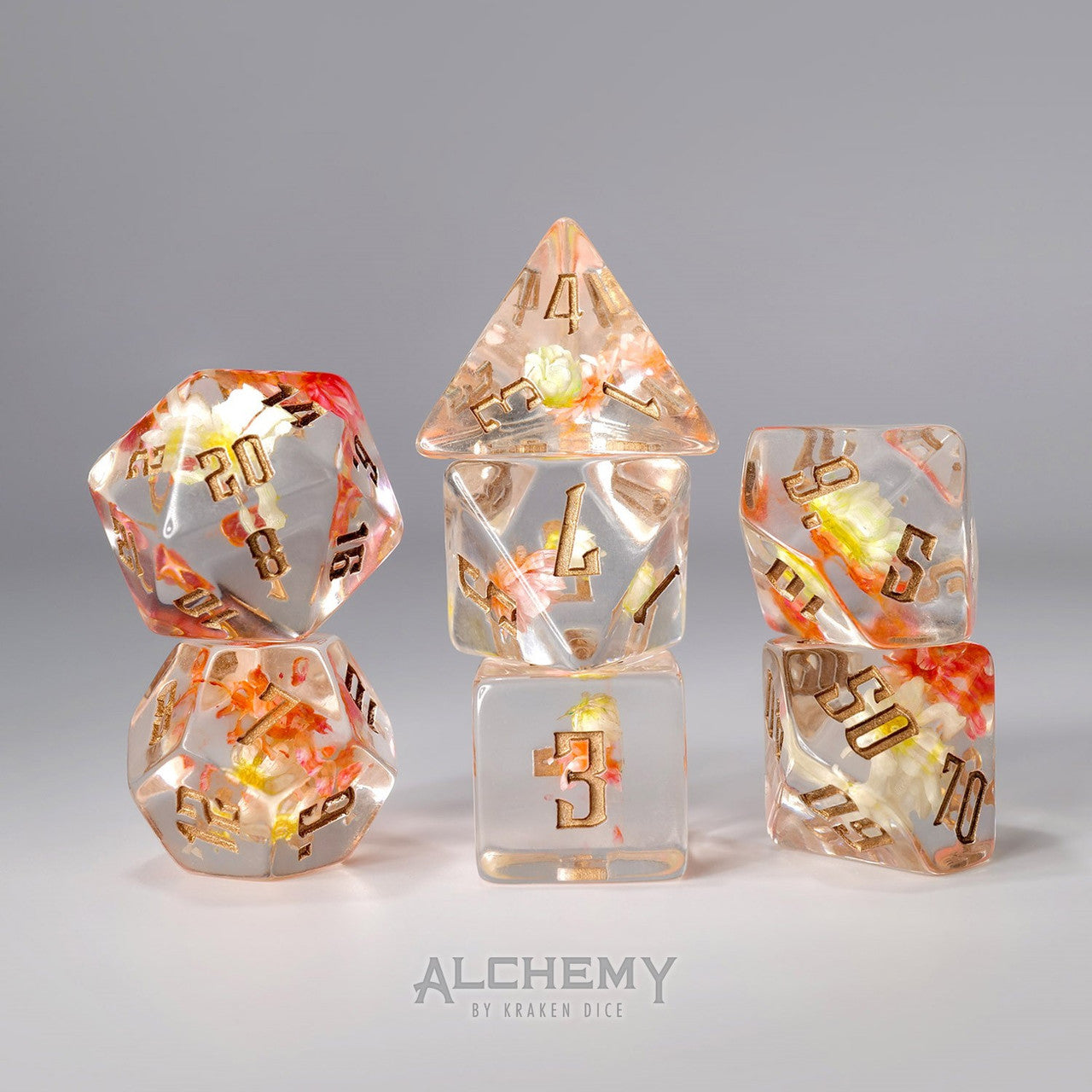 7pc Pink Flowers with Copper Ink by Alchemy Dice