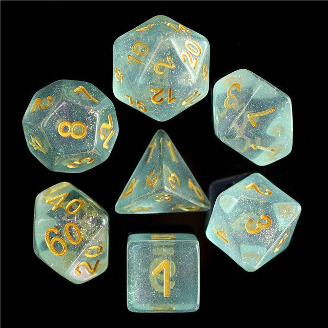 Blue Iridescent 7 pc Dice Set