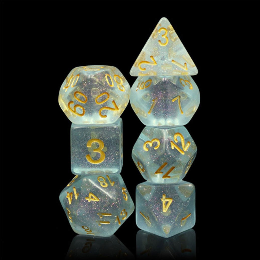 Blue Iridescent 7 pc Dice Set
