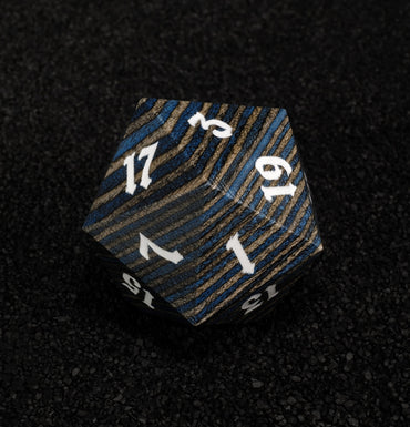 Blue and Black 30mm Wooden D20