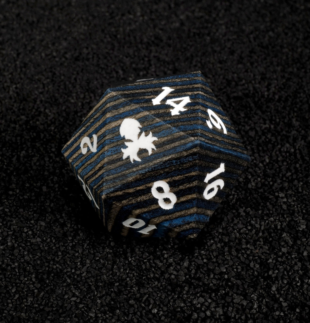 Blue and Black  30mm Wooden D20