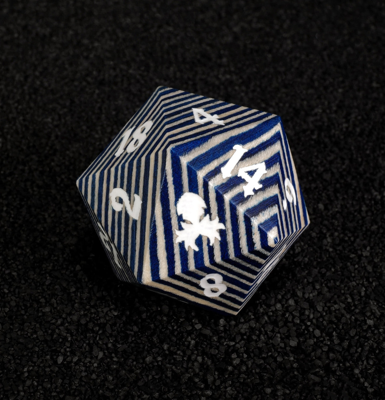 Blue and Gray 30mm Wooden D20